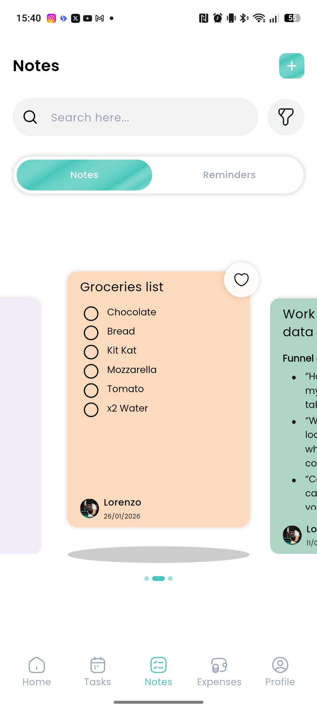 Crew shared notes: grocery lists and household notes in one place